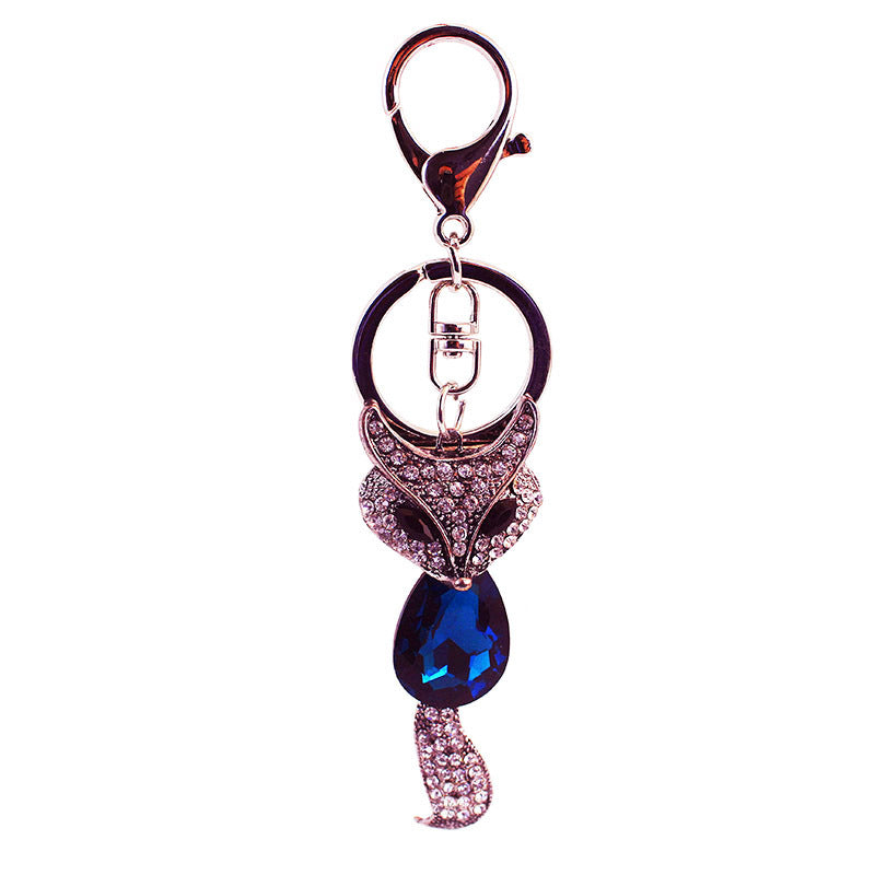 Wholesale Crystal Fox Animal Zinc Alloy Keychains